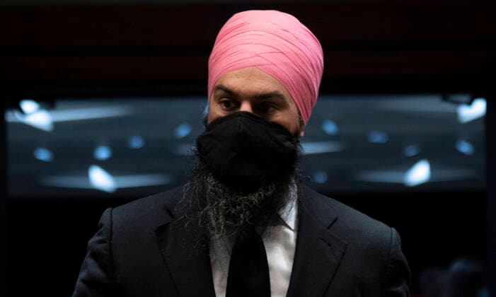 December 7, 2021, Ottawa, ON, Canada: New Democratic Party leader Jagmeet Singh leaves a news conference, Tuesday, Dec. 7, 2021 in Ottawa. Ottawa Canada  - ZUMAc35_ 20211207_zaf_c35_007 Copyright: xAdrianxWyldx