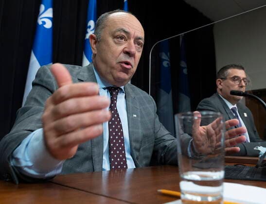 December 7, 2021, QUEBEC, PQ, Canada: Quebec Health Minister Christian Dube responds to reporters questions during a news conference on the COVID-19 pandemic, Tuesday, December 7, 2021 at the legislature in Quebec City. QUEBEC Canada  - ZUMAc35_ 20211207_zaf_c35_036 Copyright: xJacquesxBoissinotx