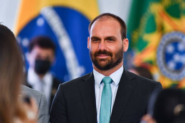 BRASÍLIA, DF - 09.12.2021: BOLSONARO DIA INT CONTRA CORRUPÇÃO - This Thursday (09), President Jair Bolsonaro, participates in the solemnity alluding to the International Day Against Corruption. In the photo, son of the President, Federal Deputy, Eduardo Bolsonaro. x2151450x  AntonioxMolina