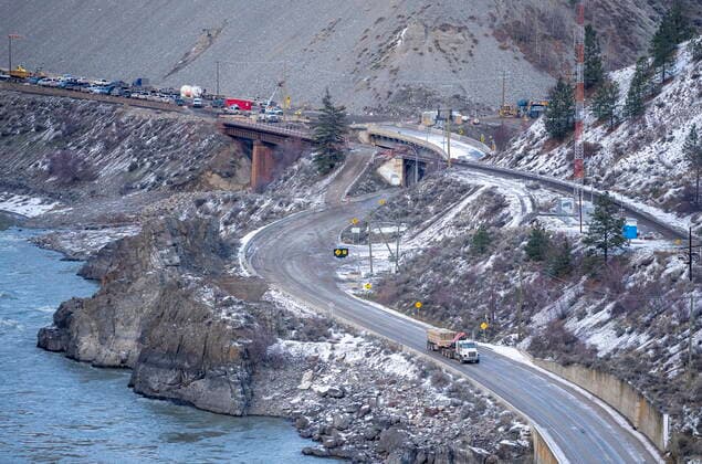 December 9, 2021, SPENCES BRIDGE, BC, CANADA: A section of Highway 1 and a bridge are seen washed out due to floods near Spences Bridge, B.C. Thursday, December 9, 2021. SPENCES BRIDGE CANADA  - ZUMAc35_ 20211209_zaf_c35_109 Copyright: xJonathanxHaywardx