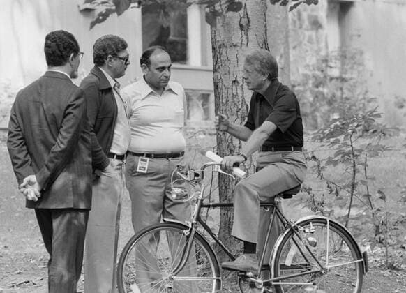 Jimmy Carter with members of the Israeli delegation at Camp David. ca. 09 12 1978 1062_05_L_-11163-