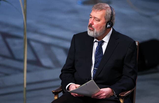 OSLO, NORWAY â€“ DECEMBER 10, 2021: Russian journalist, Novaya Gazeta editor-in-chief Dmitry Muratov attends the 2021 Nobel Peace Prize award ceremony at Oslo City Hall. The Norwegian Nobel Committee has decided to award the Nobel Peace Prize for 2021 to Philipino-American journalist Maria Ressa and Russian journalist Dmitry Muratov in recognition of their efforts to safeguard freedom of expression, which is a precondition for democracy and lasting peace . Sergei Bobylev TASS  TS11B5A6