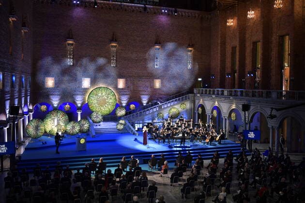 The Nobel Prize Award Ceremony in the Blue Hall in Stockholm City Hall in Stockholm, Sweden on Friday, Dec. 10, 2021. STOCKHOLM SWEDEN x10040x *** The Nobel Prize Award Ceremony in the Blue Hall in Stockholm City Hall in Stockholm, Sweden on Friday, Dec 10, 2021 STOCKHOLM SWEDEN x10040x,  Copyright: xAndersxWiklund TTx SWEDEN NOBEL PRIZE 2021