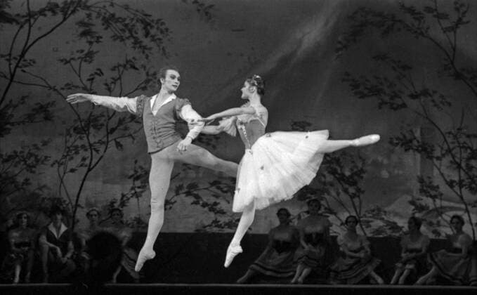 State Academic Bolshoi Theater 6701557 01.11.1982 The State Academic Bolshoi Theater of the USSR. A scene from Adolphe Adam s ballet Giselle directed by Leonid Lavrovsky. Ballet principal dancers Marina Nudyga and Andrei Smirnov perform the peasants pas-de-deux. Alexander Makarov Moscow Russia  Copyright: xAlexanderxMakarovx