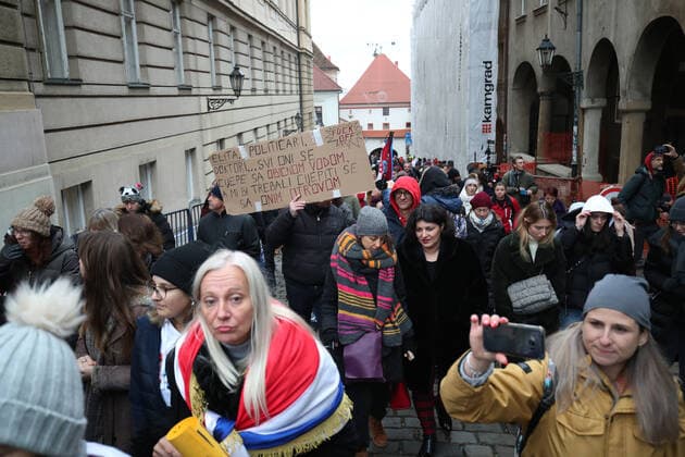 PXL_Protest in Zagreb Protesters gathered at St. Mark s Square against the vaccination of children ,in Zagreb, Croatia, on December 15, 2021. SanjinxStrukic PIXSELL