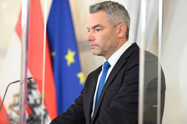 Pressekonferenz im Bundeskanzleramt in Wien mit Bundeskanzler Karl Nehammer