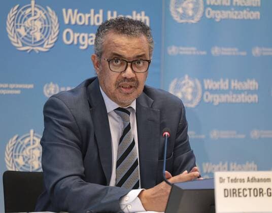 News Themen der Woche KW51 News Bilder des Tages WHO Director General Tedros Adhanom Ghebreyesus World Health Organization Director General Tedros Adhanom Ghebreyesus speaks at a press conference at its head office in Geneva on Dec. 20, 2021.  A14AA0001174812P