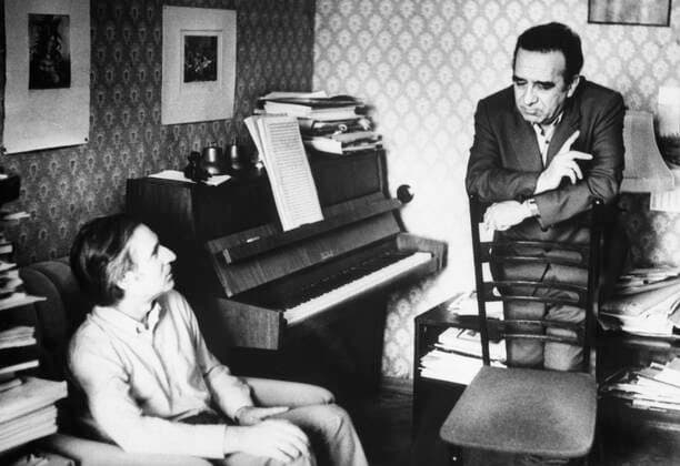 Composer Alfred Schnittke and writer Nikolai Samvelyan 6724288 30.03.1989 Left: Alfred Schnittke, Soviet composer, music theorist, Distinguished Cultural Worker of the RSFSR, and Soviet writer Nikolai Samvelyan. ?.??????? Moscow Russia  Copyright: x?.???????x