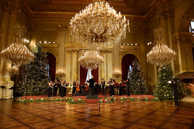 Illustration shows the rehearsal of the yearly Christmas concert, in the Throne Room (Salle du Trone - Troonzaal) at the Royal Palace in Brussels, Tuesday 21 December 2021.  POOLxPHILIPxREYNAERTS 3160684