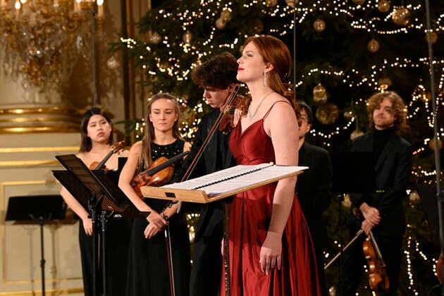 Illustration shows the rehearsal of the yearly Christmas concert, in the Throne Room (Salle du Trone - Troonzaal) at the Royal Palace in Brussels, Tuesday 21 December 2021.  POOLxPHILIPxREYNAERTS 3160685