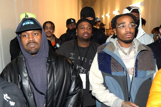 LOS ANGELES, CA - DECEMBER 21: Kanye West and Quavo at Offset s 30th Birthday Party hosted by Cardi B at Sneakertopia LA in Los Angeles, California on December 21, 2021. Copyright: xWalikxGoshornx