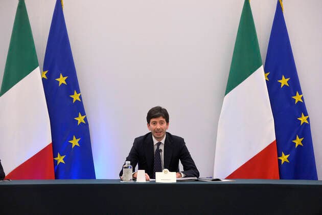 The Italian Minister of Health Roberto Speranza during the press conference to present the new measures to contrast the Covid-19 pandemic. Rome (Italy), December 23rd 2021 Photo Pool Stefano Carofei Insidefoto SamanthaxZucchi