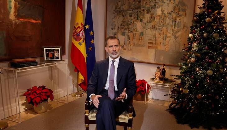 Entertainment Themen der Woche KW51 Entertainment Bilder des Tages 24-12-2021 Spain King Felipe VI of Spain delivers his traditional Christmas speech at La Zarzuela palace in Madrid. Â  Copyright: xPPEx