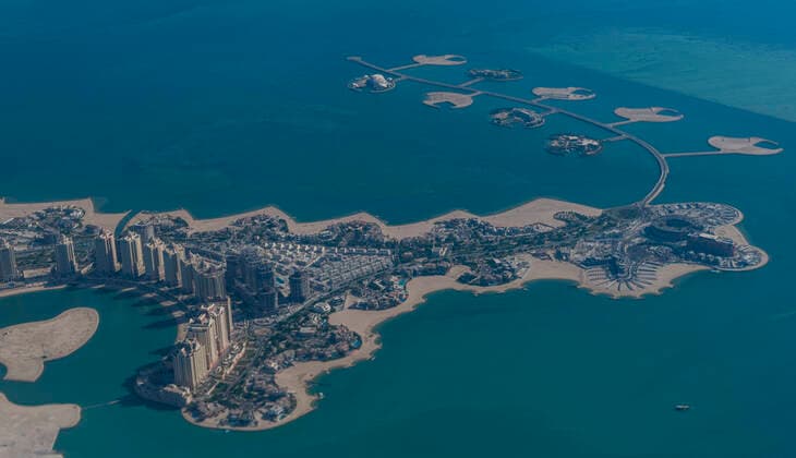 Aerial of an artifical island, Qatar, Middle East Copyright: MichaelxRunkel 1184-6340