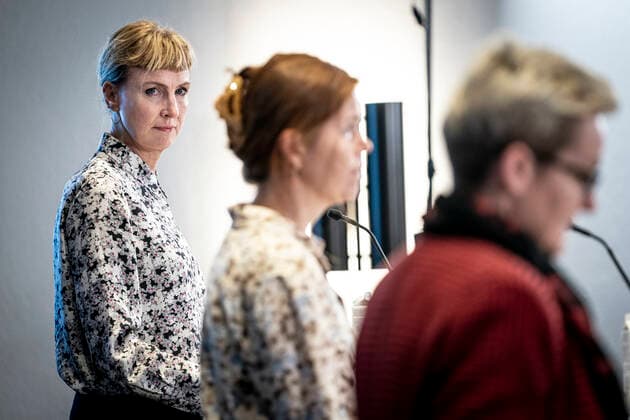 Faglig direktoer i Statens Serum Institut Tyra Grove Krause under Boerne- og Undervisningsministeriets pressemoede om rammerne for boernenes tilbagevenden til skole, i Eigtveds Pakhus i Koebenhavn, tirsdag den 4. januar 2022.. , Copenhagen Denmark Copyright: RitzauxScanpix MadsxClausxRasmussenx cop103 spdk20220104-111146-L