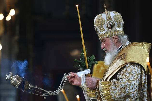Russia Orthodox Christmas 6737226 06.01.2022 Patriarch Kirill of Moscow and All Russia conducts the Orthodox Christmas service at the Cathedral of Christ the Saviour in Moscow, Russia. Ramil Sitdikov Sputnik Moscow Russia  Copyright: xRamilxSitdikovx