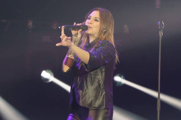January 9, 2022, Madrid, Spain: Leire Martinez Ochoa of the group La Oreja de Van Gogh performs at the solidarity concert Music with La Palma: Stronger than the volcano at Wizink Center, in Madrid. Madrid Spain - ZUMAs197 20220109_zaa_s197_063 Copyright: xAtilanoxGarciax