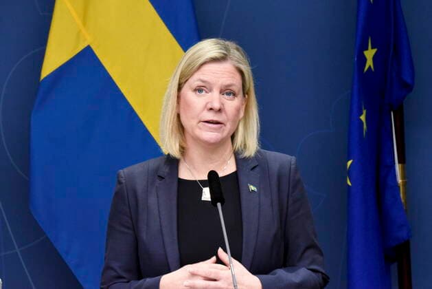 Sweden s Prime Minister Magdalena Andersson presents new covid restrictions during a press conference in Stockholm, Sweden January 10, 2022 STOCKHOLM Sweden x10510x,  Copyright: xMarkoxSaavalax xTTx COVID RESTRICIONS SWEDEN