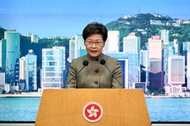 Coronavirus in Hongkong, Carrie Lam Pressekonferenz HONG KONG, CHINA - JANUARY 11: Hong Kong Chief Executive Carrie Lam Cheng Yuet-ngor speaks on the vaccination service to the media before a meeting on January 11, 2022 in Hong Kong, China. Hong Kong will set up more COVID-19 vaccination sites in late January.  Copyright: xVCGx CFP111364563233