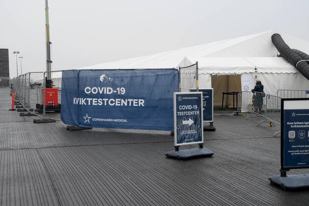 Copenhagen Denmark. 12 January 2021 People walk to Covid-19 quick test center in danish capital Copenhagen Denmark (Photo..Francis Joseph Dean Dean Pictures)