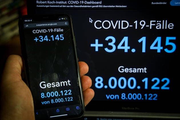 Coronavirus in Deutschland, COVID-19-Dashboard des RKI Anzahl der COVID-19-Fälle übersteigt 8 Millionen Coronavirus in Deutschland - Covid-19-Dashboard des Robert Koch-Institut 17.01.2022: Robert Koch-Institut: 7-Tage-Inzidenz 528,2. 7-Tage-Fallzahl 439.243. COVID-19-Fälle 8.000.122. Zugang um 34.145 gegenüber dem Vortag. COVID-19-Todesfälle 115.649. Zugang um 30 gegenüber dem Vortag.