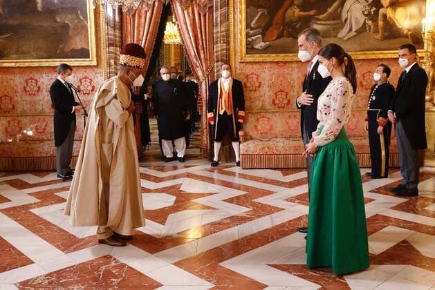 King Felipe and Queen Letizia attend the Diplomatic reception at the Royal Palace in Madrid, January 17, 2021 Cordon Press