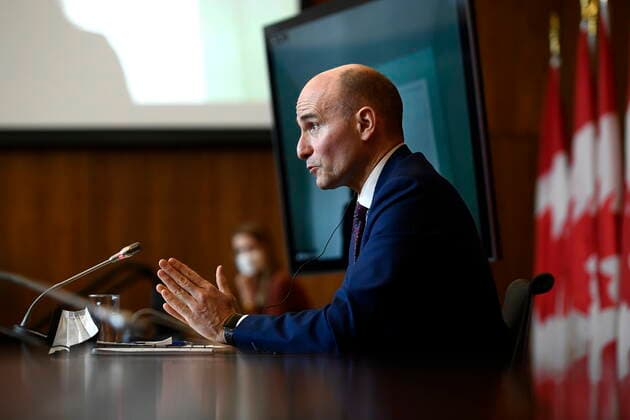 January 17, 2022, Ottawa, ON, CAN: Minister of Health Jean-Yves Duclos speaks during a news conference on the COVID-19 pandemic and Health Canada™s approval of the antiviral treatment Paxlovid in Ottawa on Monday, Jan. 17, 2022. Ottawa CAN  - ZUMAc35_ 20220117_zaf_c35_046 Copyright: xJustinxTangx