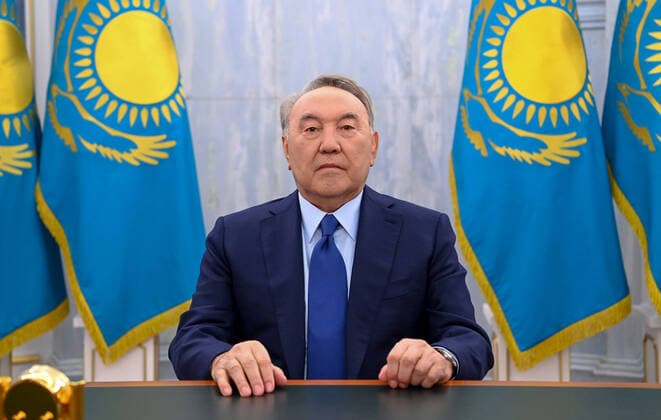 Bilder des Jahres 2022, News 01 Januar News Themen der Woche KW03 News Bilder des Tages KAZAKHSTAN - JANUARY 18, 2022: Nursultan Nazarbayev, the first president of Kazakhstan, addresses the nation after the January 2022 protests. Protests sparked by rising fuel prices, began in the towns of Zhanaozen and Aktau in western Kazakhstan on January 2. Kazakhstan s President Tokayev asked the members of the Collective Security Treaty Organization (CSTO) for help. Press Office of Nursultan Nazarbayev TASS THIS IMAGE WAS PROVIDED BY A THIRD PARTY. EIDTORIAL USE ONLY  TS11F925