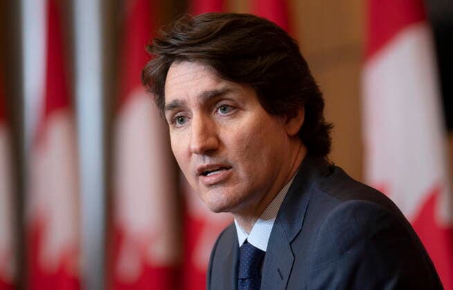 January 19, 2022, Ottawa, ON, Canada: Canadian Prime Minister Justin Trudeau responds to a question during a news conference, Wednesday, Jan. 19, 2022 in Ottawa. Ottawa Canada  - ZUMAc35_ 20220119_zaf_c35_012 Copyright: xAdrianxWyldx