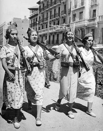 The Spanish Civil War was fought from 17 July 1936 to 1 April 1939 between the Republicans, who were loyal to the democratically elected Spanish Republic, and the Nationalists, a rebel group led by General Francisco Franco. The Nationalists prevailed, and Franco ruled Spain for the next 36 years, from 1939 until his death in 1975.<br ><br > The Nationalists advanced from their strongholds in the south and west, capturing most of Spain s northern coastline in 1937. They also besieged Madrid and the area to its south and west for much of the war. Capturing large parts of Catalonia in 1938 and 1939, the war ended with the victory of the Nationalists and the exile of thousands of leftist Spaniards, many of whom fled to refugee camps in souther Supplier:xCPAxMediaxCo.xLtd. 1060_05_cpa0026538