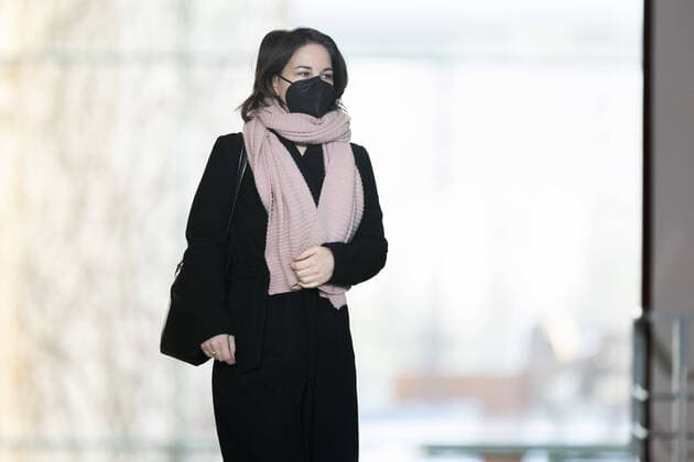 Annalena Baerbock (Buendnis 90 Die Gruenen), Bundesaussenministerin, aufgenommen im Rahmen der Klausurtagung vom Bundeskabinett in Berlin, 21.01.2022. Themen der Klausurtagung sind unter anderem der Ukraine-Konflikt sowie die Corona-Situation in Deutschland. Berlin Deutschland
