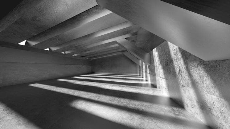 Three dimensional render of empty concrete corridor, SPCF01592