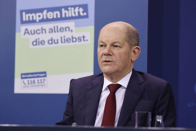 Olaf Scholz, Bundeskanzler der Bundesrepublik Deutschland, Berlin, Pressekonferenz von BK Scholz, MP Wüst und der RBM’in Giffey im Anschluss an die Beratung mit den Regierungschefinnen und Regierungschefs der Länder zur aktuellen Lage der Corona-Pandemie