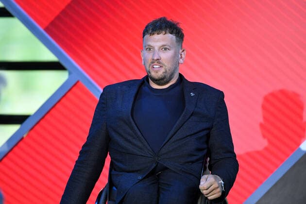 2022 AUSTRALIAN OF THE YEAR AWARDS, Victoria?s Australian of the Year Dylan Alcott on stage with the other nominees during the 2022 Australian of the Year Awards ceremony, at the National Arboretum in Canberra, Tuesday, January 25, 2022. ( NO ARCHIVING, EDITORIAL USE ONLY, NO USE IN BOOKS WITHOUT CONSENT CANBERRA ACT AUSTRALIA  Copyright: xMICKxTSIKASx 20220125001616859460