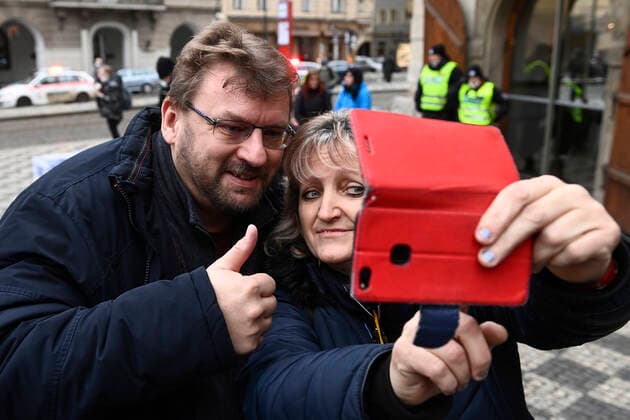 Demonstration of the Let Us Open Czechia-DOG Croaked anti-lockdown movement against amendment of pandemic bill was held on January 25, 2022, in Prague, Czech Republic. On the photo is seen former MP Lubomir Volny, left. (CTKxPhoto OndrejxDeml) CTKPhotoP2022012503547  dml_007