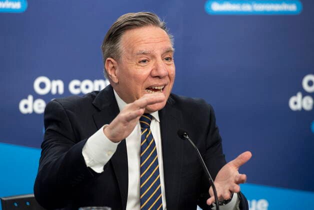 January 25, 2022, Montreal, PQ, Canada: Quebec Premier Francois Legault speaks to the media at a COVID-19 press briefing in Montreal, Tuesday, January 25, 2022. Montreal Canada  - ZUMAc35_ 20220125_zaf_c35_020 Copyright: xGrahamxHughesx