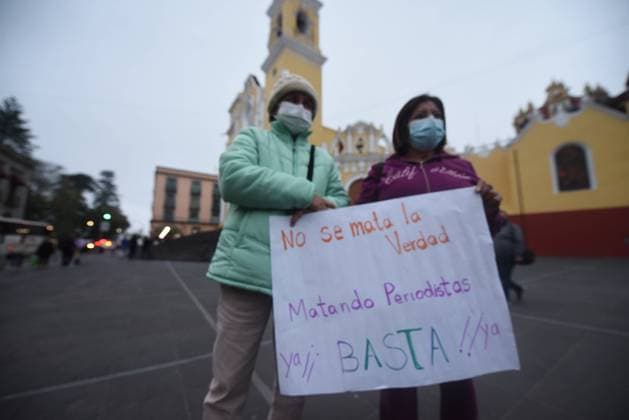Mexiko, Gedenkveranstaltung für getötete Journalisten in Xalapa January 25, 2022: Journalists in Xalapa demonstrate for the murders of Margarito MartoÂ­nez, Lourdes Maldonado and Jose Luis Gamboa, journalists murdered in this year 2022. - ZUMAqp1_ 20220125_zip_qp1_019 Copyright: xHectorxAdolfoxQuintanarxPerezx