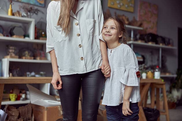 Happy caucasian mother with young beautiful cheerful daughter are having time together at the store Happy caucasian mother with young beautiful cheerful daughter are having time together at the store Copyright: xx 40924176