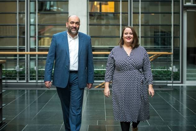 Omid Nouripour und Ricarda Lang, die neuen Parteivorsitzenden von Buendnis90 Die Grünen in Berlin. Foto: bildgehege Omid Nouripour und Ricarda Lang