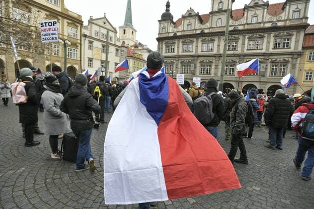 Demonstration of the Let Us Open Czechia-DOG Croaked anti-lockdown movement against amendment of pandemic bill was held on February 1, 2022, in Prague, Czech Republic. (CTKxPhoto KaterinaxSulova) CTKPhotoP2022020103066 