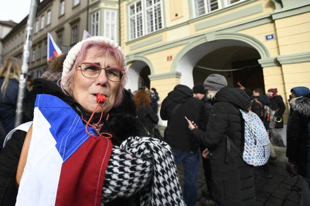 Demonstration of the Let Us Open Czechia-DOG Croaked anti-lockdown movement against amendment of pandemic bill was held on February 1, 2022, in Prague, Czech Republic. (CTKxPhoto MichaelaxRihova) CTKPhotoP2022020103192 