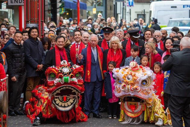 February 1, 2022, London, England, United Kingdom: PRINCE CHARLES and CAMILLA are seen visiting LondonÃ¢â‚¬â ¢s Chinatown to celebrate Chinese new year. London United Kingdom - ZUMAs262 20220201_zip_s262_049 Copyright: xTayfunxSalcix