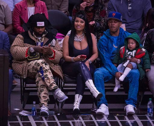 February 3, 2022, Los Angeles, California, USA: Rapper Nicki Minaj attends NBA game of the Los Angeles Clippers versus the Los Angeles Lakers on Thursday February 3, 2022 at Crypto.com Arena in Los Angeles, California. Clippers defeat Lakers, 111-110. ARIANA RUIZ PI Los Angeles USA - ZUMAp124 1009535570st Copyright: xArianaxRuizx