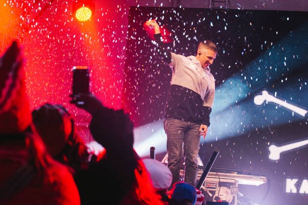 Carnival Concert In Cologne german band Kasalla lead singer Bastian Campmann sings on the stage during the carnival concert held in Cologne, Germany on Feb 4, 2022 as Omicron waves hits new record in Germany Cologne Germany  Copyright: xYingxTangx originalFilename: tang-notitle220204_npABy.jpg