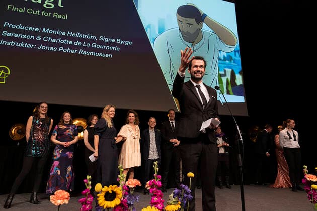 AArets dokumentarfilm gaar til Flugt Final Cut for Real, Producere: Monica Hellström, Signe Byrge Soerensen, Charlotte de La Gournerie, Instr.: Jonas Poher Rasmussen. ROBERT-priserne bliver med Camilla Bendix som vaert uddelt i Tivoli Hotel & Congress Center loerdag den 5. februar 2022. , Copenhagen Denmark Copyright: ClausxBechx Cop102 spdk20220205-221423-L