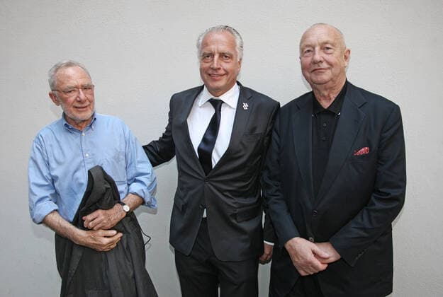 Gerhard Richter, Martin Roth, Georg Baselitz Abschied von Martin Roth, Generaldirektor der Staatlichen Kunstsammlungen Dresden. Martin Roth steht für ein Foto zusammen mit den Malern Gerhard Richter und Georg Baselitz (re)