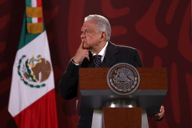 Mexican President Lopez Obrador Daily Briefing Conference MEXICO CITY, MEXICO - FEBRUARY 8, 2022: Mexico s President Andres Manuel Lopez Obrador during his daily morning press conference at the National Palace. On February 8, 2022 in Mexico City, Mexico. (Photo by Luis Barron Eyepix Group). Copyright: xLuisxBarronx xEyepixxGroupx EYEPIX_LB_08022022_55511