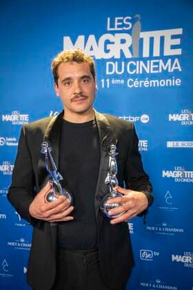 Actor Jean Le Peltier poses after winning the Magritte for best actor during the Magritte du Cinema film awards ceremony, Saturday 12 February 2022, in Brussels. The prizes are awarded to movies of Belgian French-speaking producers.  PAUL-HENRIxVERLOOY 9333327