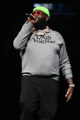 SUNRISE FL - FEBRUARY 12: Rick Ross performs during the Legendz of the Streetz Tour at The FLA Arena on February 12, 2022 in Sunrise, Florida. Copyright: xmpi04x