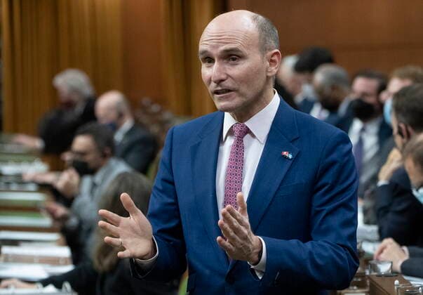 February 14, 2022, Ottawa, ON, Canada: Health Minister Jean-Yves Duclos rises during Question Period, Monday, February 14, 2022 in Ottawa. Ottawa Canada  - ZUMAc35_ 20220214_zaf_c35_140 Copyright: xAdrianxWyldx